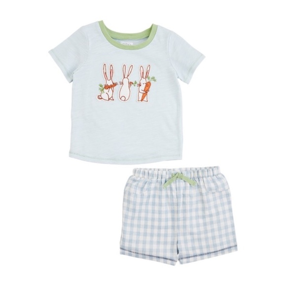 NWT Mud Pie Boy's Easter Bunny Short Set - Picture 1 of 3